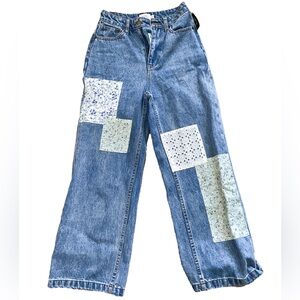Blue Patchwork Women Jeans